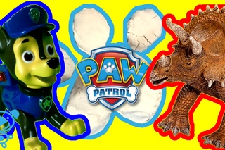 Paw Patrol and Dinosaur playing in Super Sand Paw Patrol Toys Kids Educational Video for Children 4K