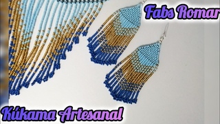 aretes de chaquira  cascada azul