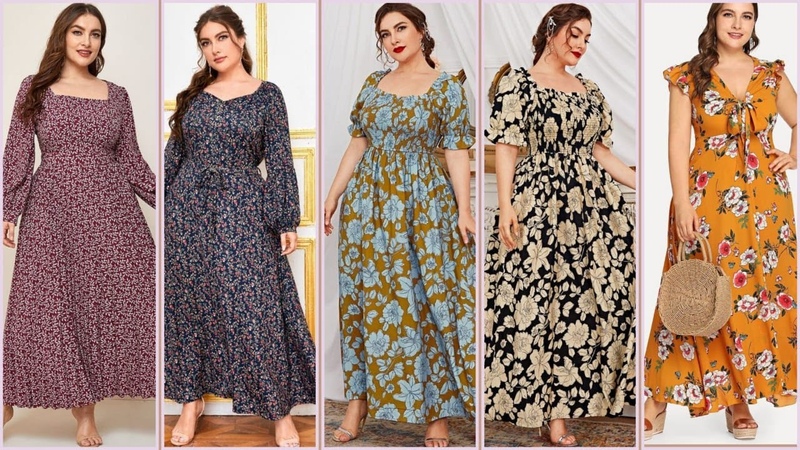 Plus Floral A Line Dress Multicolor long Dress, Mehak Fashion
