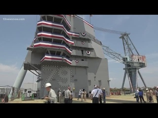 Island installed on future USS John F. Kennedy