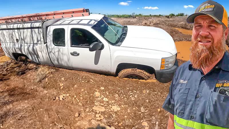 Employees Rough Day, Chevy Work Truck Stuck in